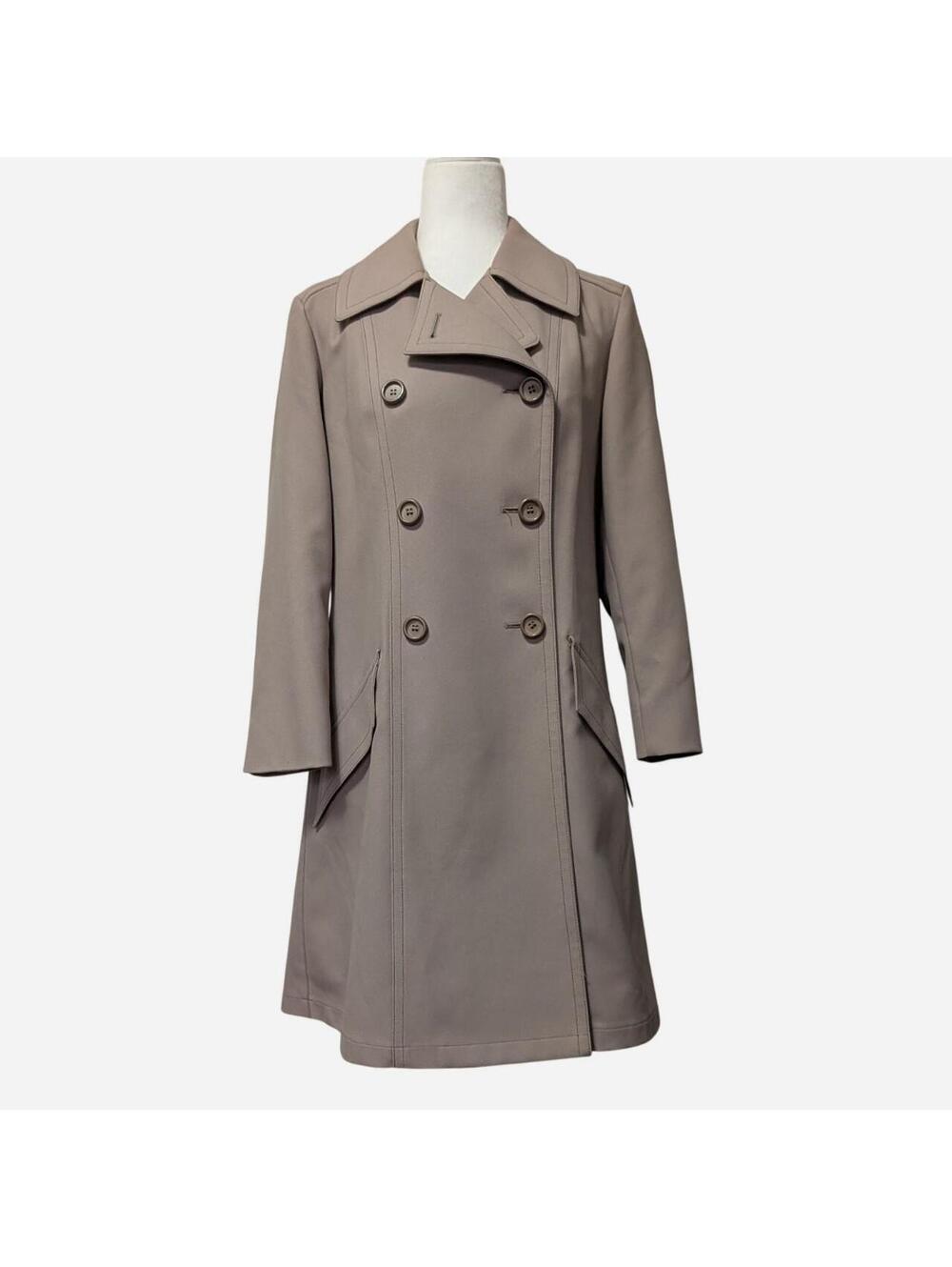 Vintage 70s London Fog Mushroom Mauve Double Breasted A-Line Coat Petite Small